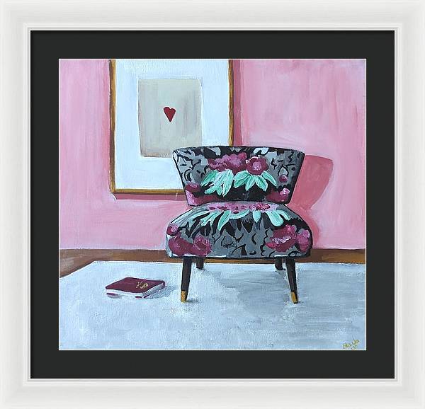 Empty cranberry chair - Framed Print