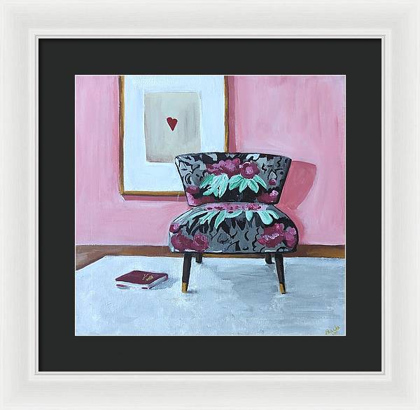 Empty cranberry chair - Framed Print