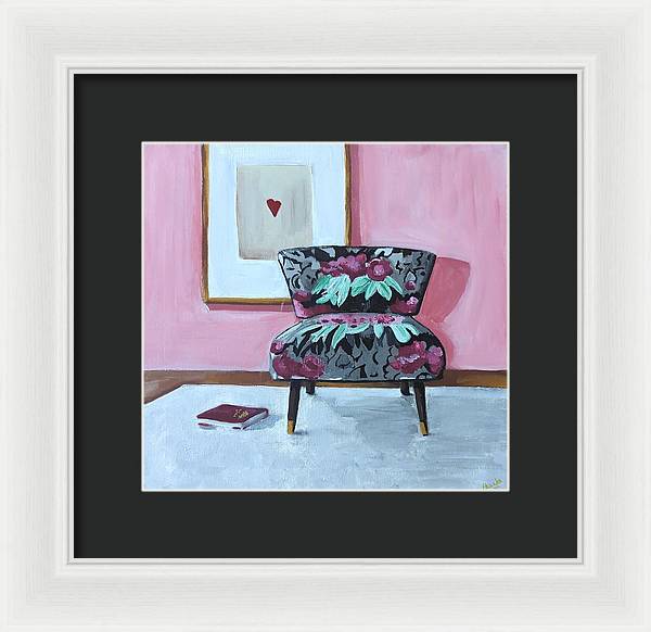Empty cranberry chair - Framed Print