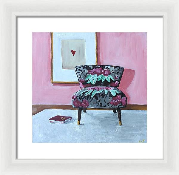 Empty cranberry chair - Framed Print