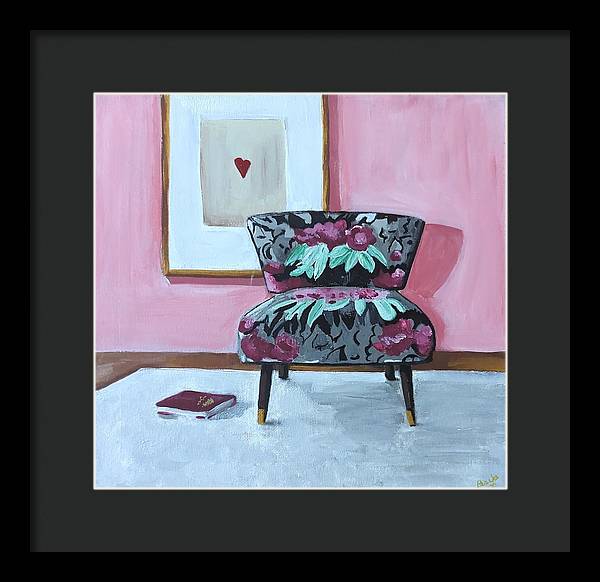 Empty cranberry chair - Framed Print