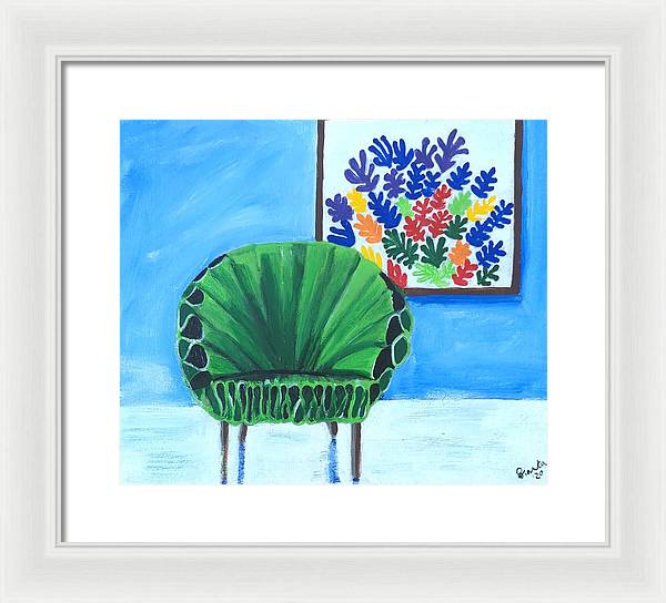 Empty Funky Green Chair - Framed Print