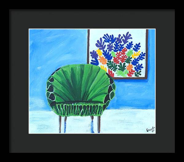 Empty Funky Green Chair - Framed Print