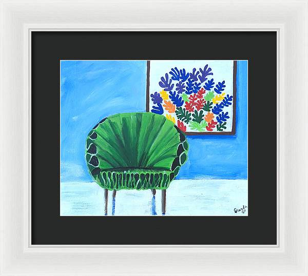 Empty Funky Green Chair - Framed Print