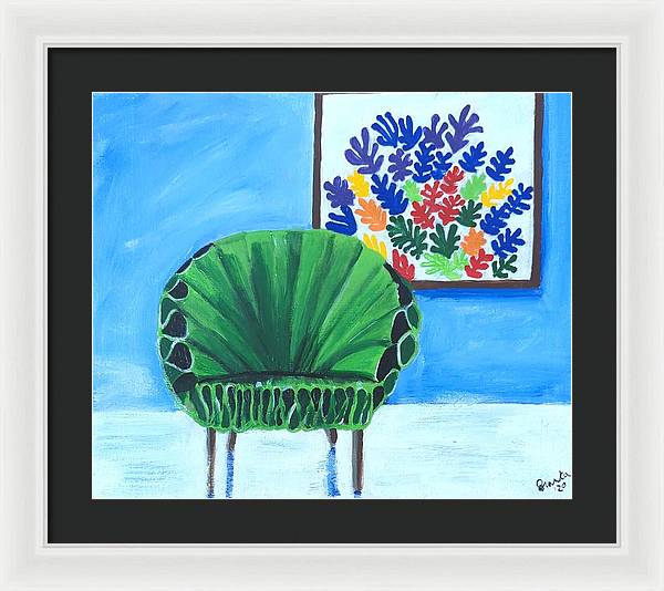Empty Funky Green Chair - Framed Print