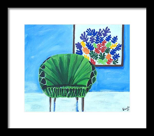 Empty Funky Green Chair - Framed Print