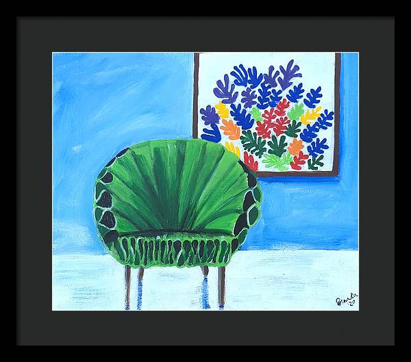 Empty Funky Green Chair - Framed Print