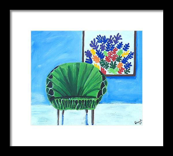 Empty Funky Green Chair - Framed Print