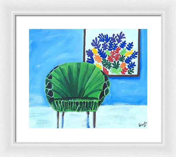 Empty Funky Green Chair - Framed Print