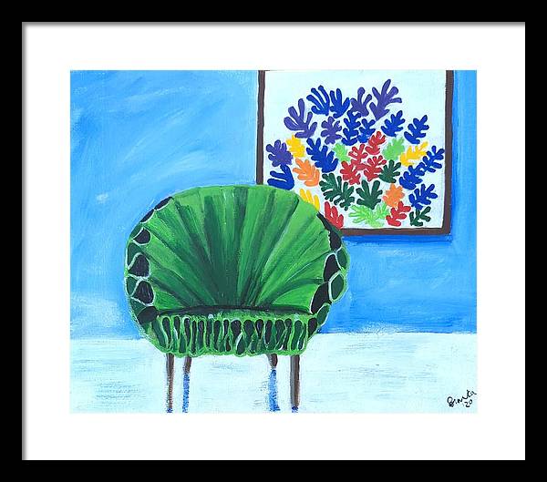 Empty Funky Green Chair - Framed Print