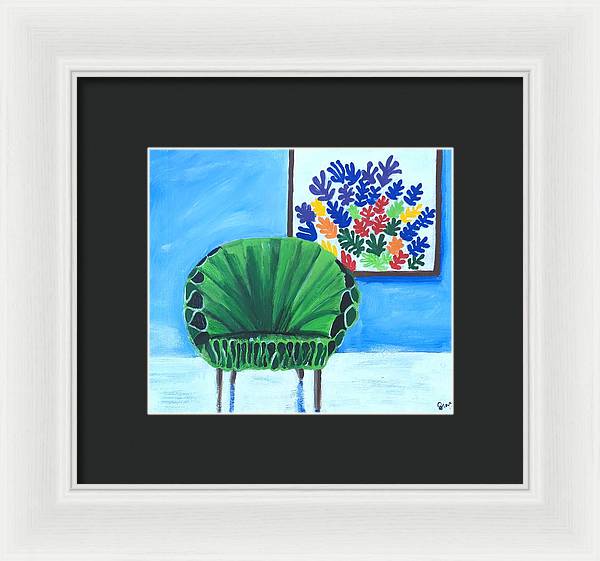 Empty Funky Green Chair - Framed Print
