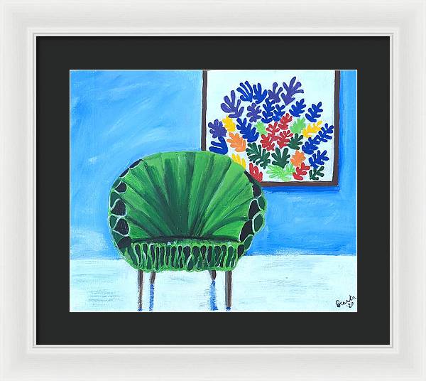 Empty Funky Green Chair - Framed Print
