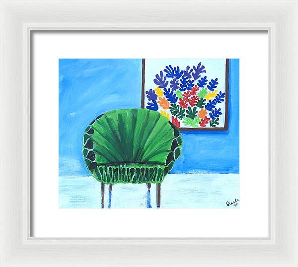 Empty Funky Green Chair - Framed Print