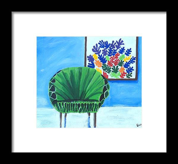Empty Funky Green Chair - Framed Print