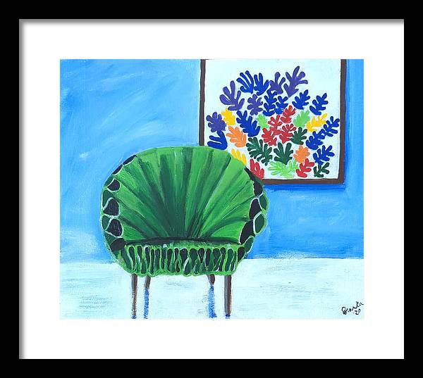 Empty Funky Green Chair - Framed Print