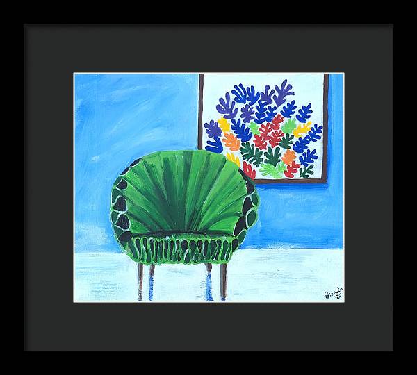 Empty Funky Green Chair - Framed Print