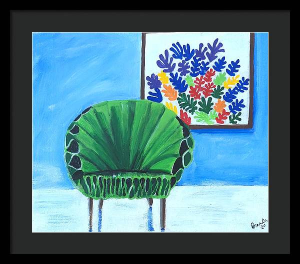 Empty Funky Green Chair - Framed Print