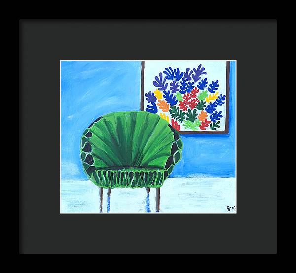 Empty Funky Green Chair - Framed Print