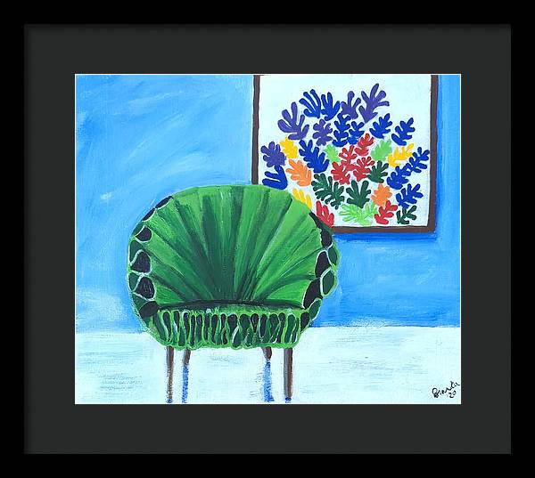 Empty Funky Green Chair - Framed Print