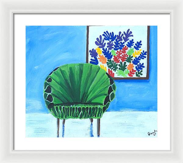 Empty Funky Green Chair - Framed Print