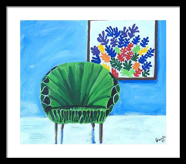 Empty Funky Green Chair - Framed Print