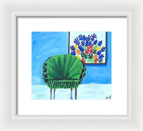 Empty Funky Green Chair - Framed Print