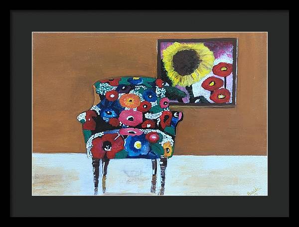 Flower chair - Framed Print