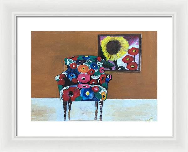 Flower chair - Framed Print