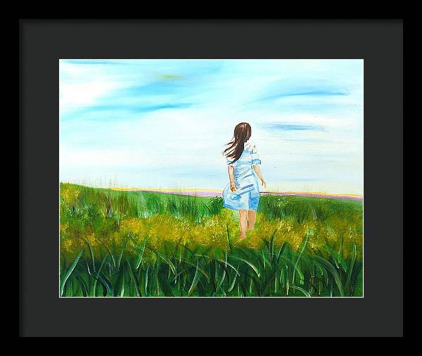 Little girl in the Field - Framed Print