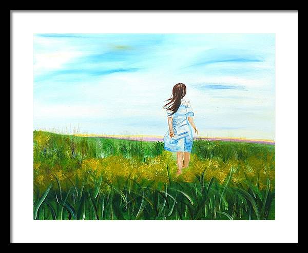 Little girl in the Field - Framed Print