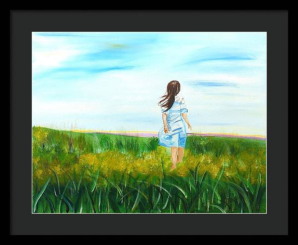 Little girl in the Field - Framed Print