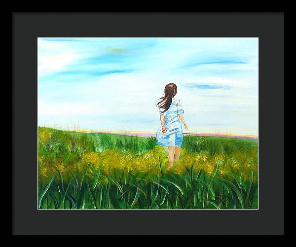 Little girl in the Field - Framed Print