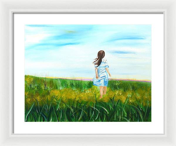 Little girl in the Field - Framed Print