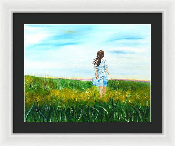 Little girl in the Field - Framed Print