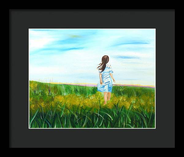 Little girl in the Field - Framed Print