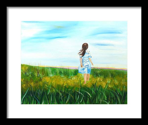Little girl in the Field - Framed Print