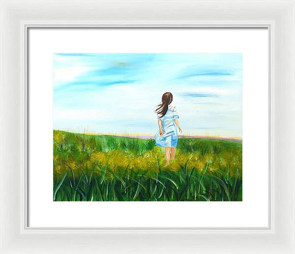 Little girl in the Field - Framed Print
