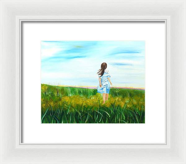Little girl in the Field - Framed Print