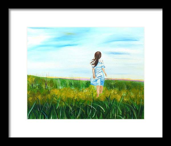 Little girl in the Field - Framed Print