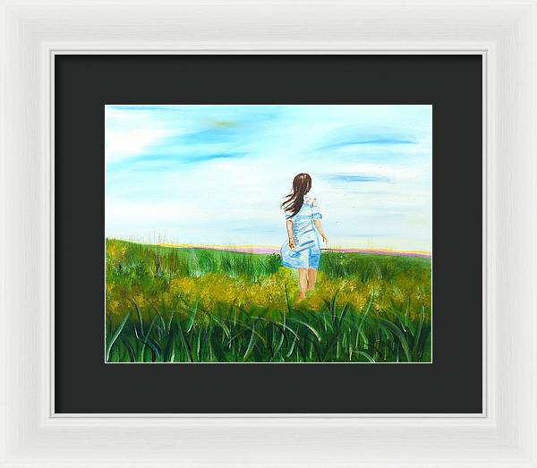 Little girl in the Field - Framed Print