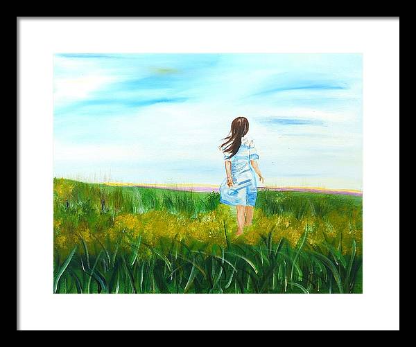 Little girl in the Field - Framed Print
