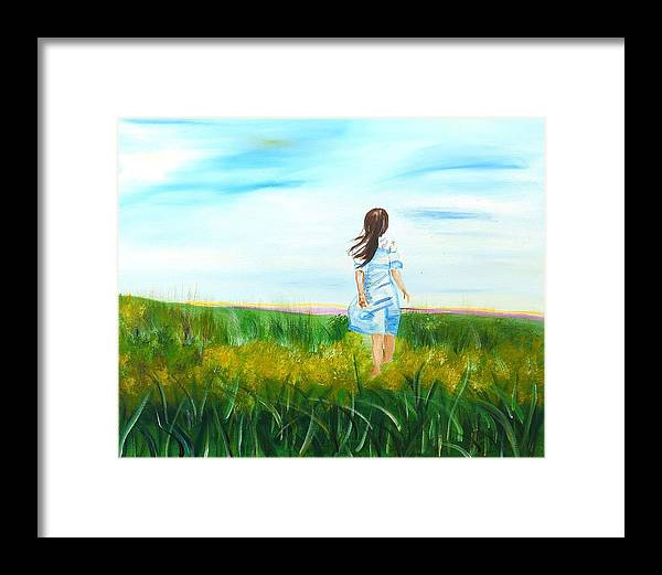 Little girl in the Field - Framed Print