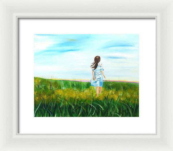 Little girl in the Field - Framed Print