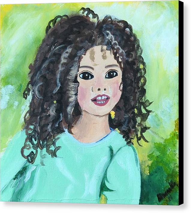 Little girl with curls - Canvas Print