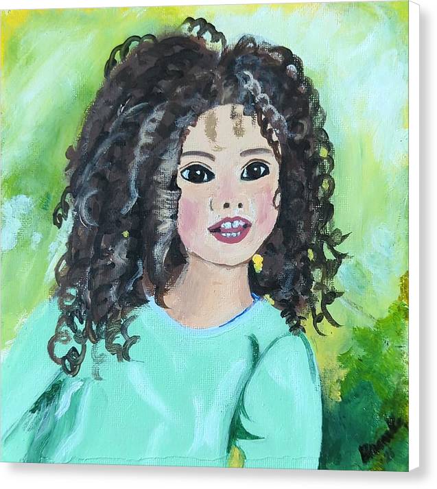 Little girl with curls - Canvas Print