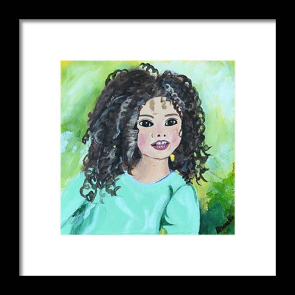 Little girl with curls - Framed Print