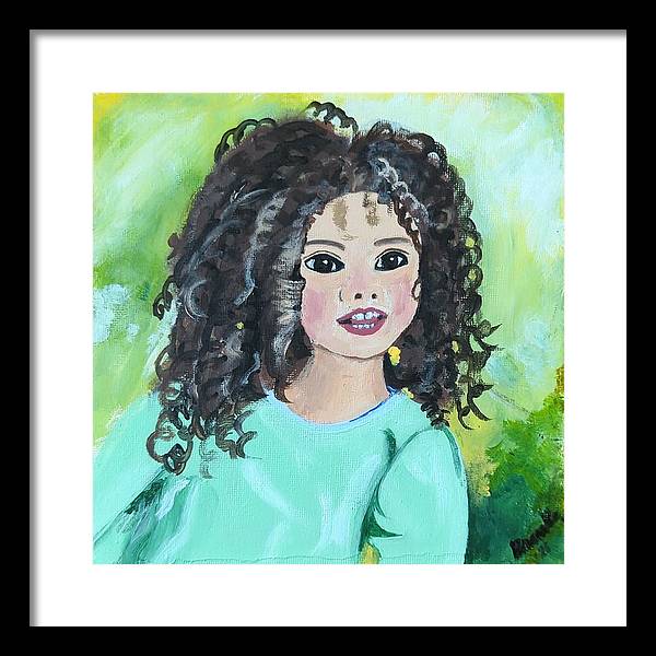 Little girl with curls - Framed Print