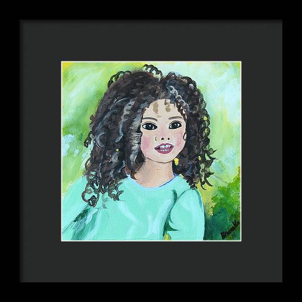 Little girl with curls - Framed Print