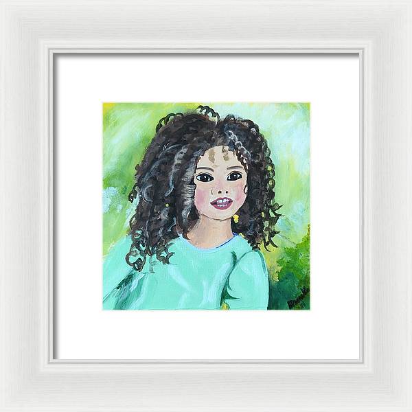 Little girl with curls - Framed Print
