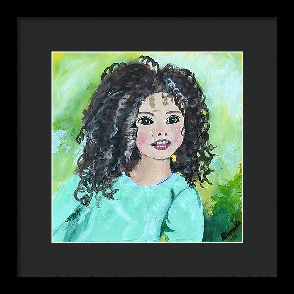 Little girl with curls - Framed Print